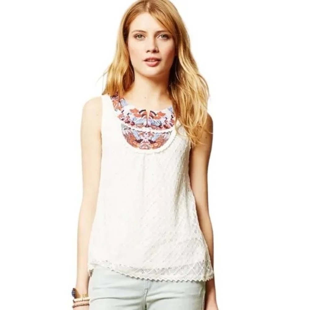 Akemi + Kin Anthropologie White Crochet Top Size XS